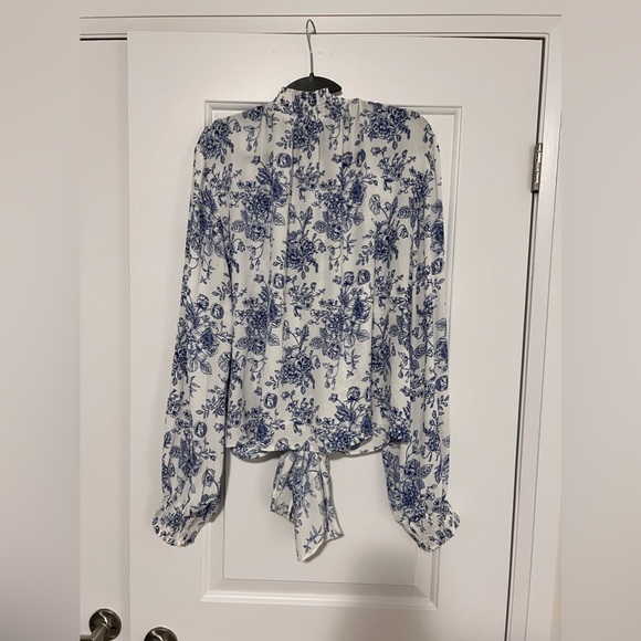 MAISON CINQCENT Womens Floral Tie Blouse - Picture 4 of 4